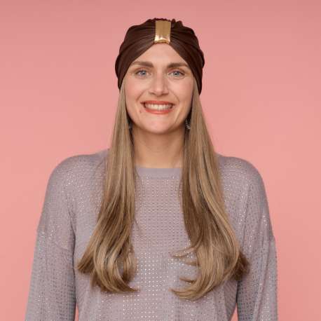 Bonnet assalit lycra satiné marron avec bague dorée