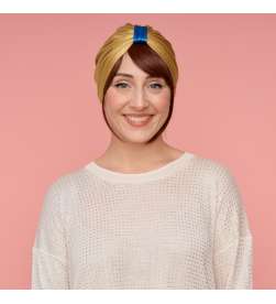 Bonnet assalit lycra satiné doré avec bague bleue