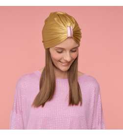 Bonnet assalit lycra satiné doré avec bague rose