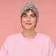 Bonnet de nuit rose motif tropicool vert