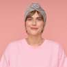 Bonnet de nuit rose motif tropicool vert