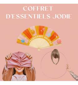 COFFRET D'ESSENTIELS FRANGE CHATAIN MECHE + BONNET TOUTAN ROSE + EVENTAIL