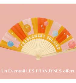 COFFRET D'ESSENTIELS FRANGE CHATAIN TRÈS FONCÉ + BONNET TOUTAN ROSE + EVENTAIL