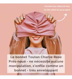 COFFRET D'ESSENTIELS FRANGE CHATAIN TRÈS FONCÉ + BONNET TOUTAN ROSE + EVENTAIL