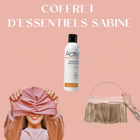 COFFRET D'ESSENTIELS COURONNE DE CHEVEUX CARRÉ BLOND MECHE + BONNET TOUTAN ROSE + EVENTAIL