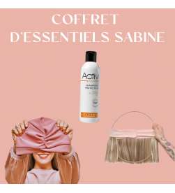 COFFRET D'ESSENTIELS COURONNE DE CHEVEUX CARRÉ BLOND MECHE + BONNET TOUTAN ROSE + EVENTAIL