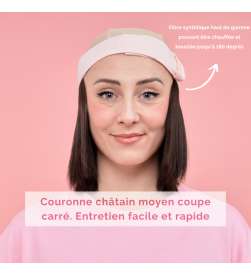 COFFRET D'ESSENTIELS COURONNE DE CHEVEUX CARRÉ CHATAIN TRÈS FONCÉ + BONNET TOUTAN ROSE + SHAMPOING