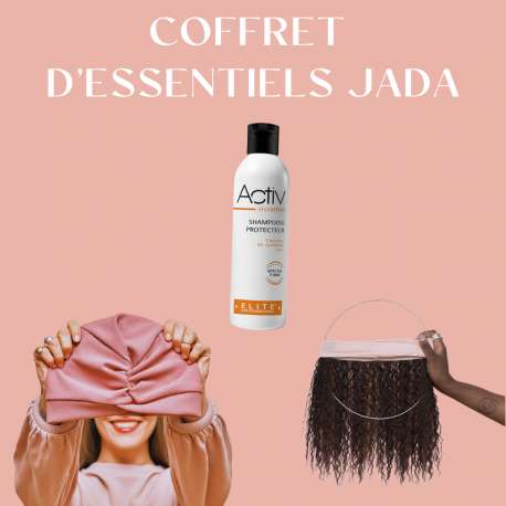 COFFRET D'ESSENTIELS COURONNE DE CHEVEUX CRÊPUE + BONNET TOUTAN ROSE + SHAMPOING