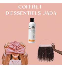 COFFRET D'ESSENTIELS COURONNE DE CHEVEUX CRÊPUE + BONNET TOUTAN ROSE + SHAMPOING