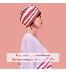 Bonnet Toutan marinière rouge et blanche