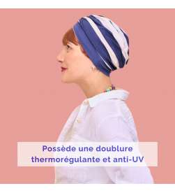 Bonnet Toutan marinière bleu et blanche