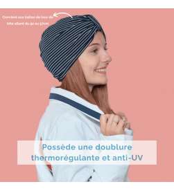 Bonnet assalit bleu marine à fines rayures blanches