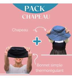 Pack Chapeau Madame bleu pétrole avec bonnet thermorégulant