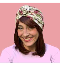Bonnet de nuit fleuri blanc cassé