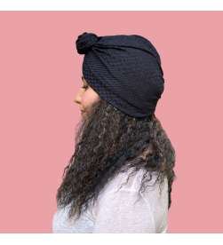 Bonnet Baby Doll à carreaux bleu marine et noir