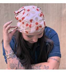 Bonnet bambou bandana Sixties fleuri