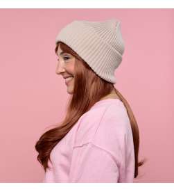 Bonnet Côtelé Beige Mixte