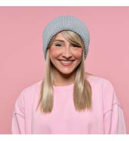 Bonnet Côtelé Gris Clair Mixte