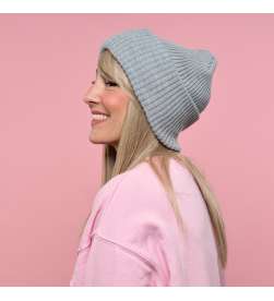 Bonnet Côtelé Gris Clair Mixte
