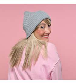 Bonnet Côtelé Gris Clair Mixte