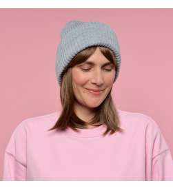 Bonnet Côtelé Gris Clair Mixte