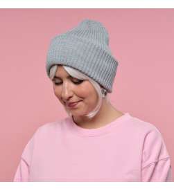 Bonnet Côtelé Gris Clair Mixte