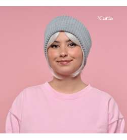 Bonnet Côtelé Gris Clair Mixte