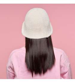 Chapeau cloche tout doux écru