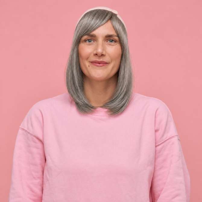 Couronne de cheveux complète mi-longue Andie - Poivre et sel