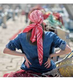 Pack Carré de soie bandana rouge avec bonnet thermorégulant