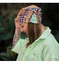 Bonnet Fébibi Salsa à motifs géométriques multicolores