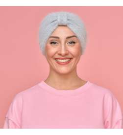 Bonnet gris clair en angora