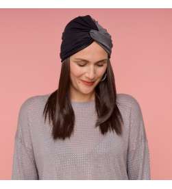 Bonnet cross lycra satiné bicolore gris et noir