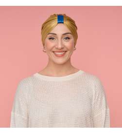 Bonnet assalit lycra satiné doré avec bague bleue