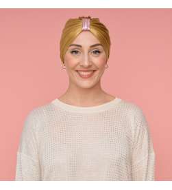 Bonnet assalit lycra satiné doré avec bague rose