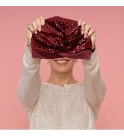 Bonnet toutan velour bordeaux à sequin