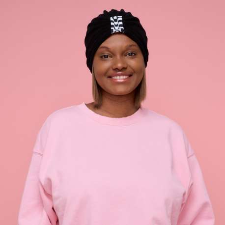 Bonnet Assalit velours côtelé noir avec bague groovy3760300109113
