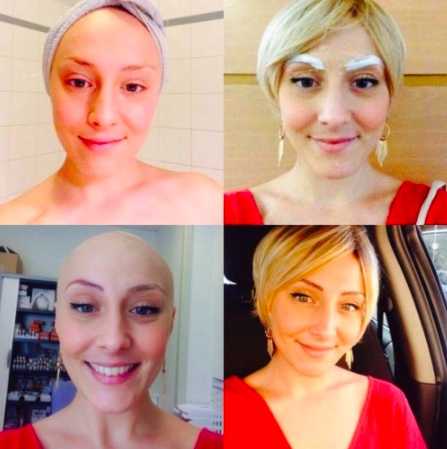 4 photos représentant les 4 étapes du maquillages semi-permanent des sourcils. 
