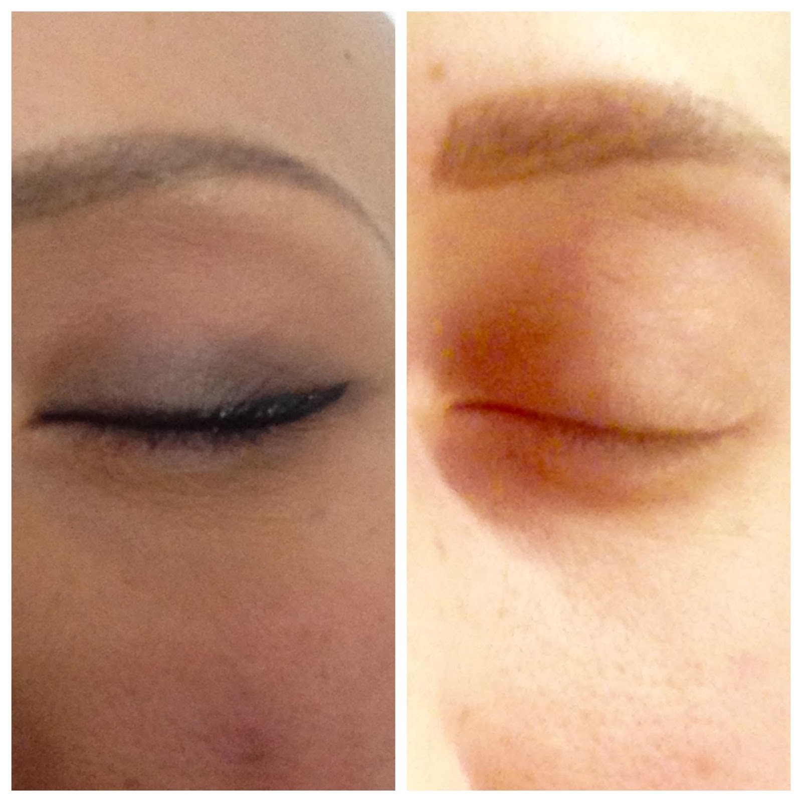 Photo paupières avant et après aplication de l'eye liner